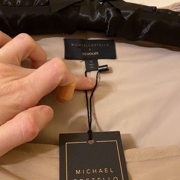 NWT Michael Costello x REVOLVE Franky Ruched Mesh Mini Dress Taupe Nude fits S/M - Picture 15 of 16